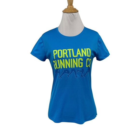 Nike T Shirt Womens S Blue Event Dri Fit Short Sleeve Portland Running Co - Picture 1 of 16